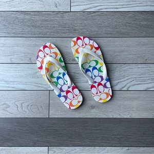 COACH Colorful Logo Flip Flops